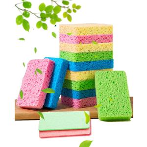 METUUTER 12-Count Kitchen Sponges- Compressed Cellulose Sponges Non-Scratch Natural Dish Sponge for Kitchen Bathroom Cars, Funny Cut-Outs DIY for Kids (Multicolor)