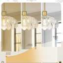 FEMILA 10.4" Gold Pendant Light, Vintage Pendant Lighting with Flower Glass, Pendant Light for Kitchen Island Bedroom Hotel Living Room, 4FJX82MIL BG