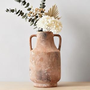 Kanwone Ceramic Vase with Handles, 11 Inch Tall Flower Vase for Centerpieces, Decorative Farmhouse Rustic Vase, Large Terracotta Vases for Home Decor, Living Room, Kitchen, Table, Mantel, Retro