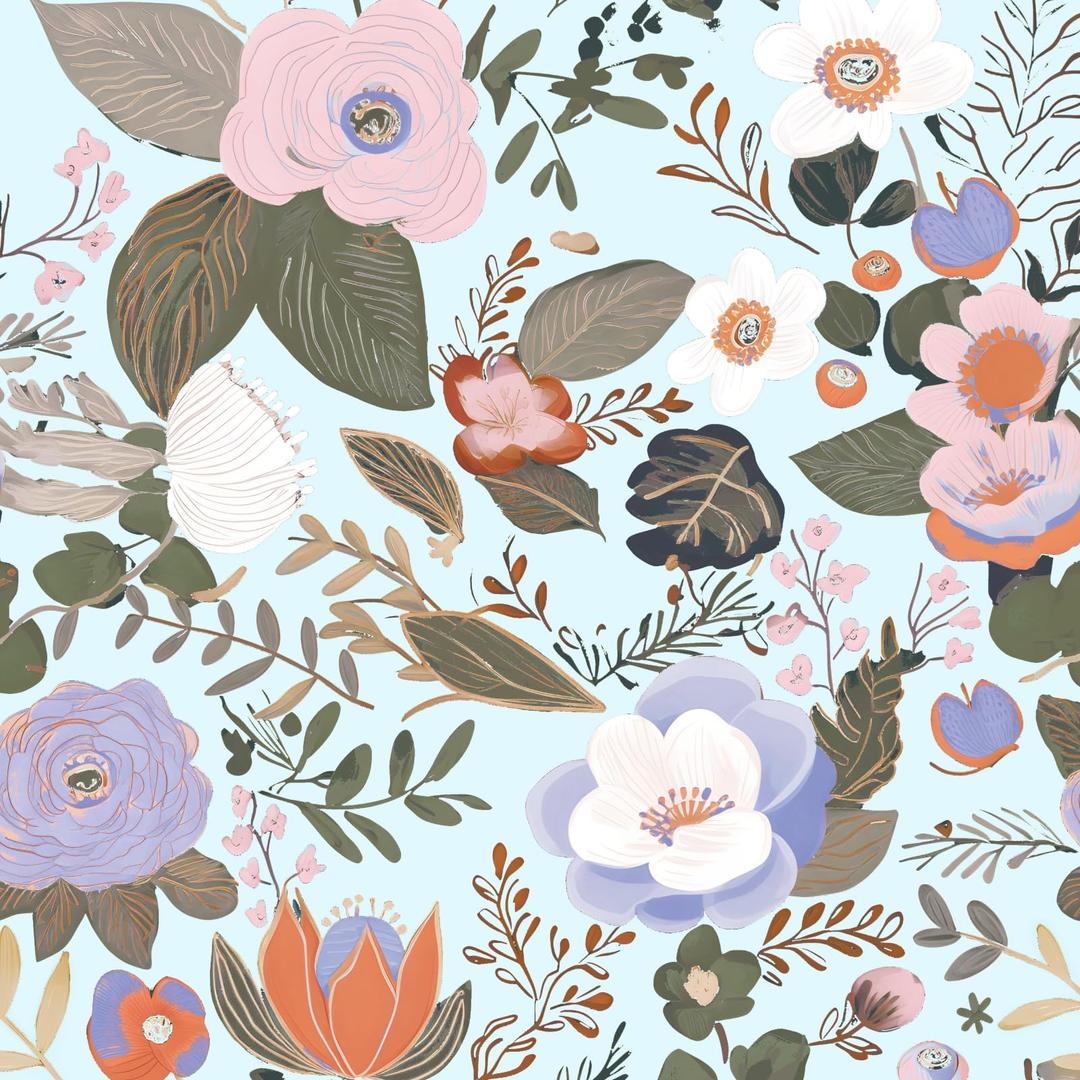 Danodoi Cyan Floral Peel and Stick Wallpaper Vintage Leaf Contact Paper Blue Flower Wall Mural Home Vinyl Waterproof Self Adhesive Removable Renter Friendly Wall Paper 17.5" x 118"