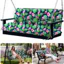 Porch Swing Cushions 3 Seater Replacement Thicken 5" Waterproof & Fade Resistant Swing Cushions for Outdoor Furniture Bench Patio Swing Cushion with Backrest & Ties (Navy Floral 60x40x5inch)