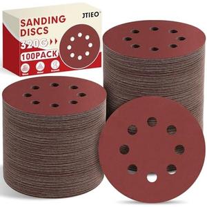 JTIEO Sanding Discs 5 Inch, 320 Grit Orbital Sander Pads, Hook & Loop Sandpaper Pads, 8 Hole Round Sanding Discs for Random Orbital Sanders