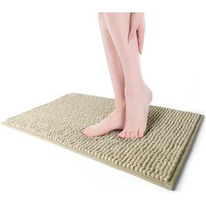 Bathroom Rugs, Floor Mats, Shower Mats, Kitchen Mats, Doormats 16 x 23 inches, Washable (Beige)