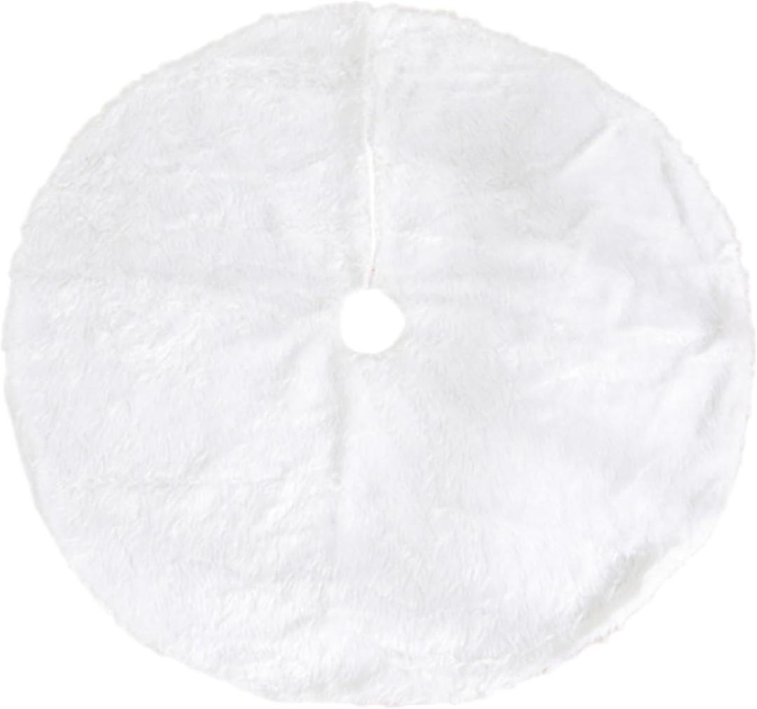 MeYouRow.C Christmas Tree Skirt 36-Inch, Festive Holiday Round Tree Mat with Double-Sided Faux Fur & Velvet, Non-Slip Waterproof Base for Xmas Decorations White (Fits 4-6 Ft Trees)