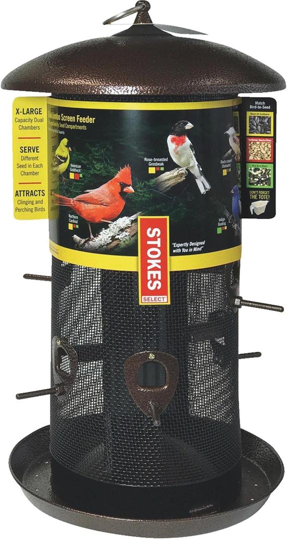 Stokes Select Wild Bird 12 lb. Capacity Metal Screen Tube Seed Feeder 12 Ports