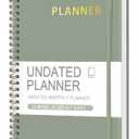 Undated Weekly Planner, Weekly To Do List Notebook with Goal, Organizer & Habit Tracker, A5 Daily Planner with Spiral Binding, Ideal for Office School Suppies - Green