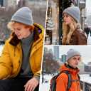 100% Merino Wool Beanie Hat for Men and Women, Unisex Thermal Winter Hat, One Size Cuffed Knit Ribbed Beanie (Gray)