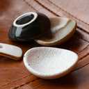 Small Ceramic Spoon Rest 3PCS for Coffee Tea Spoon Kitchen Counter Dining Table Decor, Stable Glaze Sauce Tray Porcelain Utensil Spoon Holder for Stove Top Coffee Bar Easy Clean (Orbicular-2)