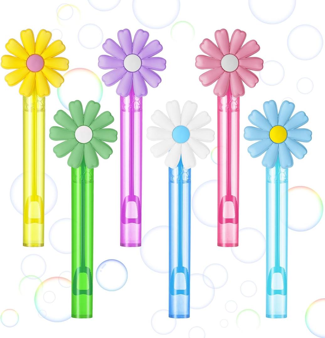 Gemscream 30 Pcs Daisy Bubble Wands Pastel Flower Party Supplies Groovy Hippie Bubble Makers for Birthday Wedding Supplies, Prizes, Goodie Bags, Piata Goodie Bag Stuffers Gifts (Bright Color)
