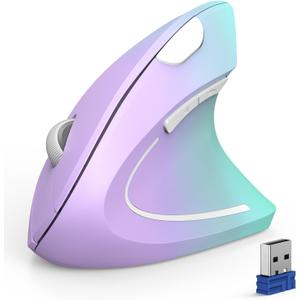 TECKNET Ergonomic Mouse, Wireless Bluetooth Vertical Mouse, 4800 DPI Optical Tracking, 6 Adjustable DPI, Quiet Clicks, 2.4GHz with USB A Receiver, 12 Months Battery, 6 Buttons, Wide Compatibility