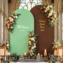 6.6FT Wedding Arch Backdrop Cover, Stretchy Arch Covers Round Top Chiara Backdrop Cover for Wedding Birthday Party Baby Shower Banquet Arch Decor(Green+Brown)