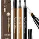 2 x AWROSE Eyebrow Pencil, 3 Pack 3D Microblading 4-Tip Eyebrow Pen, Magic Precise Natural Waterproof Eye Brow Pen with Hair Like Strokes, 4 Fork Tip Multi-Used Eye Brow Pencils for Women/Men (Dark Brown+Light Brown+Black)