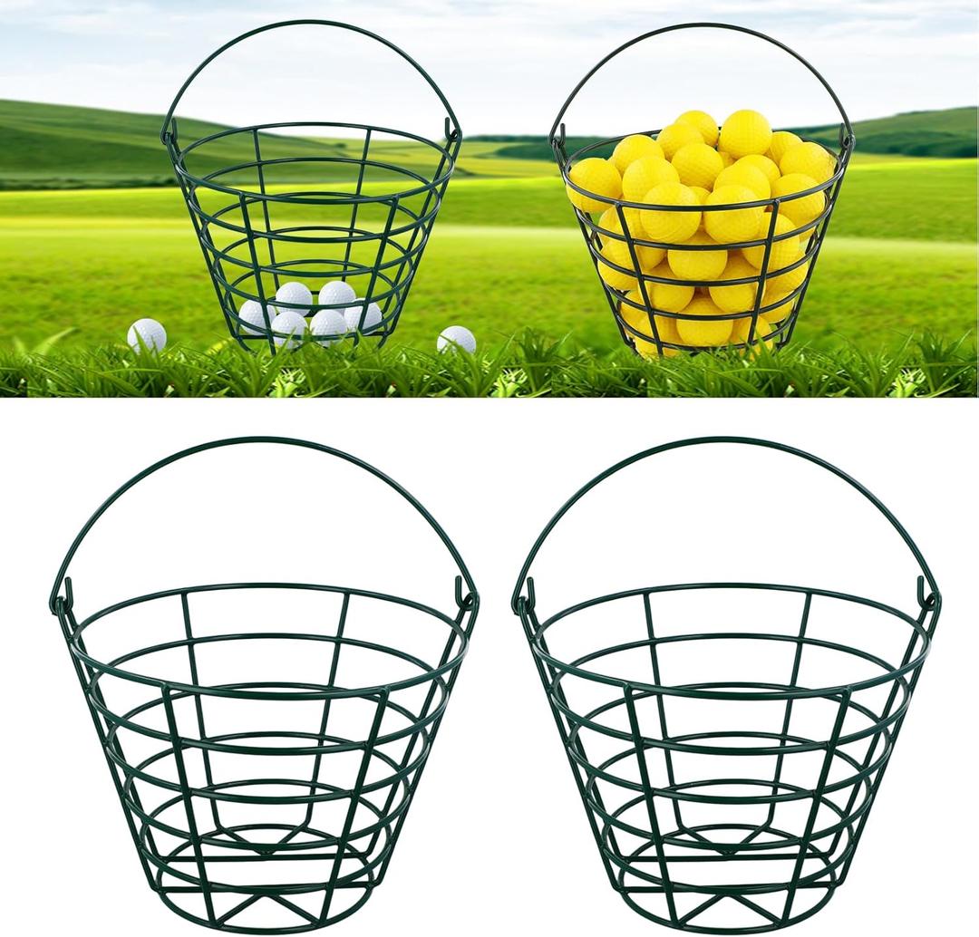 Roykaw Golf Ball Basket Bucket Container for 50 Balls,with Handle,Built to Last/Easy to Organize (Green)