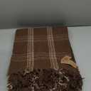 Creative Co-Op Recycled Cotton Blend Throw Blanket with Fringe, Brown Plaid (One Size)