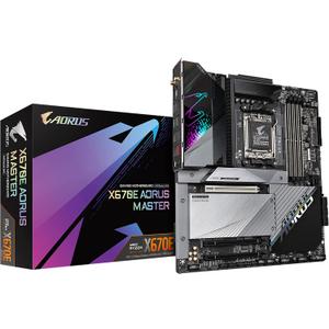 GIGABYTE X670E AORUS Master (AM5/ LGA 1718/ AMD X670E/ EATX/ DDR5/ Quad M.2, PCIe 5.0/ USB 3.2 Gen2X2 Type-C/Intel WiFi 6E/ Intel 2.5GbE LAN/Q-Flash Plus/Gaming Motherboard)