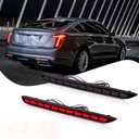 LED Rear Bumper Reflector Sequential Lights Turn Singal Driving Tail Brake Light DRL Plug and Play for 2019+ Cadillac CT5 CT5-V CT5-V Blackwing (Smoked Black)