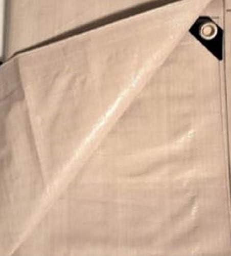 14' x 14' Tan Beige Heavy Duty Waterproof 12 mil Poly Tarp with Grommets (Finished Size Approx. 13'6" x 13'6")