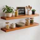 Homeforia Oak Floating Shelves 30 inch Long, High End Solid Real Wood 30inch Floating Shelf for Wall Mounted, Honey Oak Wooden 30in Floating Shelves, Heavy Duty Bracket, 30 X 6.5 X 1.75 in, Set of 2