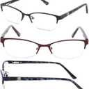 3-Pack Reading Glasses for Women Blue Light Blocking Metal Half Frame Computer Readers Anti UV/Eye Strain/Glare
