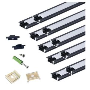 THMOOTHER Recessed LED Strip Black Channel Diffuser 10-Pack 6.56FT,23.5X7MM Tape Track with Flange,Flush Mounted Wardrobe Bookcase Wine Cabinet Wooden Furniture Groove Integrated Low Profile