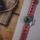 Barton Racing & Rally Horween Leather Straps with Integrated Quick Release Spring Bars - Standard Length fits Wrists 5" to 8"-18mm, 19mm, 20mm, 21mm, 22mm, 23mm & 24mm Watch Bands - Choose Strap Color & Width (Crimson Red (Rally Style))