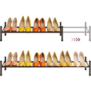 Tajsoon Expandable Shoe Rack for Closet 1 Tier, 28-41Adjustable & Stackable Shoe Shelf Storage, Metal Shoe Rack Organizer for Front Door Entrance, Closet, Garage, Entryway, Bronze