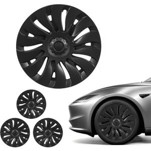 VEVOR Hubcaps Wheel Covers for 2021-2024 Tesla Model Y, 19 Inch Set of 4 Wheel Rim Cover Hubcaps OEM Style Replacement, R19 Size Snap On Car Hub Caps, Premium 14-Spoke ABS Tire Rim Caps, Matte Black