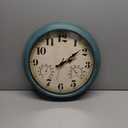 zyzamay 13 Inch Outdoor Clock with Thermometer and Hygrometer, Waterproof and Silent, Large Easy-to-Read Numbers, Ideal for Bedroom,Office,Living Room,Porch,Garden,Pool(Green)