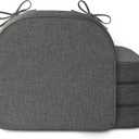 Chair Cushions for Dining Chairs 2.5" Thickened Indoor Kitchen Seat Cushions Set of 4 Non Slip Seat Pad with Washable Cover and Ties (17" x16", Dark Grey)