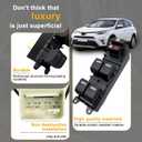 Power Window Master Switch with Auto-Up/Down & White Backlight - Compatible with 2007-2012 RAV4 (Part 84820-12520) Plug & Play, Includes Pry Tool