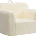 ALIMORDEN Kids Ultra-Soft Snuggle Foam Filled Chair, Toddler Cuddly Sherpa Reading Couch for Boys and Girls, Cream