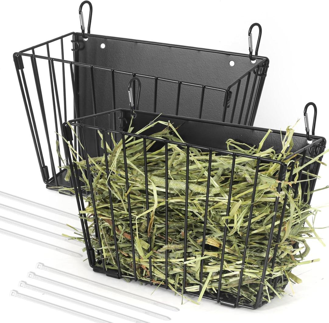 Rabbit Hay Feeder - Guinea Pig Hay Feeder - X-Large Metal Frame Bunny Hay Holder, 9.7x4.7x6.6 inch Guinea Pig Hay Holder for Bunny, Guinea Pigs, Chinchillas, Small Animals (2 Pack)