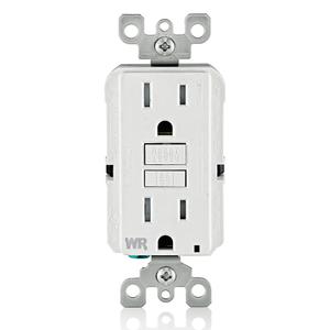 Leviton GFCI Weather-Resistant Outlet, 15 Amp, Self Test, Tamper-Resistant with LED Indicator Light, Outdoor Locations, GFWT1-W, White