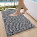 LUMI Chenille Bathroom Rug, Non Slip Absorbent Bath Mat, Grey, 20"x32"