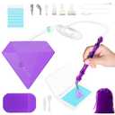 Lanzeyo Rechargeable Electric Diamond Painting Pen Vacuum Diamond Art Pen with Long Endurance Battery Electric Vacuum Pen with Beads Storage Tray for Gem Art Diamond Art Accessories (Purple)