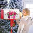 Sweetshow Valentine's Day Rose Flower Mailbox Covers Magnetic Standard Size 18" X 21",Mason Jar Pink Love Heart Mailbox Wraps Post Letter Box Cover for Anniversary Wedding Yard Decor