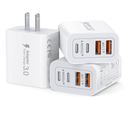3-Pack] USB C Wall Charger,40W Fast USB C Charger Block,4-Port PD+QC Wall Plug Power Adapter Multiport Type C Charging Block for iPhone 17/16/15/14/13/12/Pro Max,iPad,Samsung,AirPods4,Watch10,Ultra2