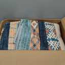 8x10 Washable Area Rug: Moroccan Large Neutral Boho Area Rug for Living Room & Bedroom Geometric Non-Slip Farmhouse Carpet for Living Room Red&Blue Colourful 8'x10'.