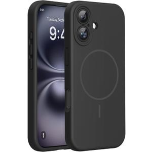 Miracase Compatible with iPhone 16 Case, [Soft Anti-Scratch Microfiber Lining], Compatible with MagSafe, Liquid Silicone Case Shockproof Drop Protection Phone Case for 16,Black