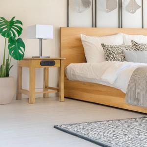 GV96 Solid Wood End Table with Charging Station Compact Side Table with 2 USB Ports & 2 AC Outlets Light Walnut Ideal for Living Rooms & Bedroom Light Assembly with Tools Included