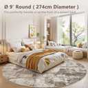 kakania 9FT Round Washable Area Rug - Abstract Soft Non-Slip Modern Low-Pile Carpet for Living Room Bedroom Office, Kid Pet Safe Robot Vacuum Friendly - Brown