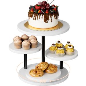 Dessert Stands for 50 Cupcakes 360°Rotating Wood Cupcake Stands Wedding Cake Stand 4 Tiered Cookie Serving Trays for Party Birthday Baby shower Afternoon Tea Dessert Table, White