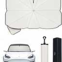 Tesla Model Y & Model 3 2025 Windshield Sun Shade Umbrella, Foldshade 2.0 Upgraded Version, Foldable UV & Heat Protection, Easy Storage, Tesla Accessories, Compatible with 2025 Model Y