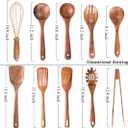 10 Pack Wooden Utensils for Cooking, Wood Utensil Set for Kitchen, Teak Wooden Spoon for Cooking, Non-Stick Spatula Ladle