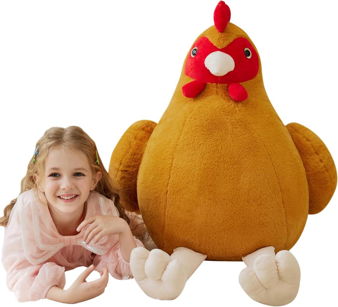 IKASA Giant Chicken Stuffed Animal Plush Toy,Big Large Jumbo Soft Toys,25.5" Huge Size Cute Fluffy Plushy Oversized Fat Plushie,Gifts for Kids