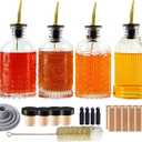 Syrup Dispenser Bottles Set, 4 Pack 7 OZ Bottles With Metal Pour Spout and Labels for Syrups, SC055 (4 Pack)