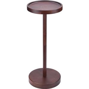 Solid Acacia Wood Pedestal End Table - Small Round Martini Table