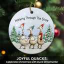 4 x Glow Duck Ornaments for Christmas Tree - 2024 Ceramic Ornament, Farm Animal Ornaments for Christmas Tree Decorations, Duck Decor (Goose)