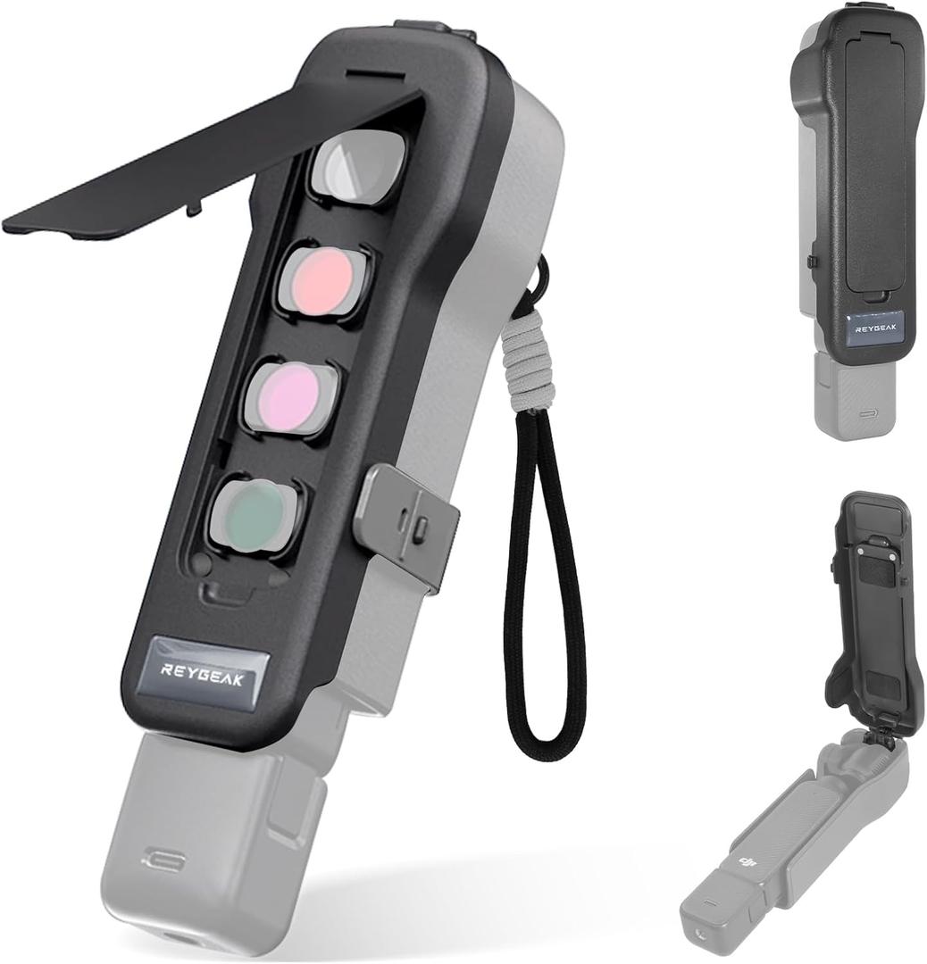 REYGEAK Pocket 3 Protective Case for DJI Osmo Pocket 3,Gimbal Flip Protective Cover,4 CPL/ND Filters Storage Slots for DJI Osmo Pocket 3 Creator Combo Accessories
