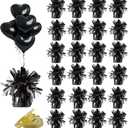 Aluminum Foil Balloon Weights for Parties (24 pcs) - 0.31lb (140g) Each - Premium Balloon Anchors for Birthday, Wedding, Dinner, Indoor & Outdoor Decorations(Black 24pcs)
